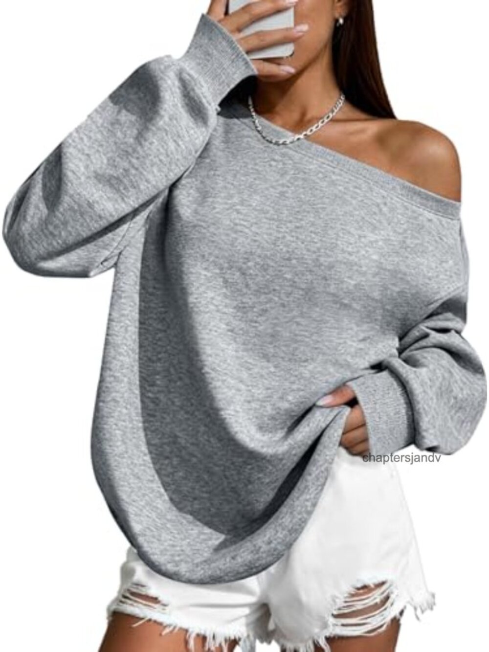 Oversized Off Shoulder Sweatshirt Drop Shoulder Pullover Long Sleeve Top